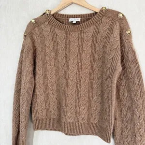 J. Crew Women’s Cable Knit Sweater Wool Alpaca Blend Soft Yarn in Brown S thumbnail 3