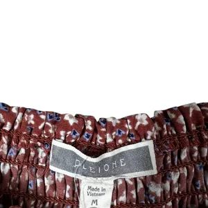 Pleione Smocked Ditsy Floral Peplum Tank Top Burgundy Boho Ruffle Strap Size M thumbnail 5