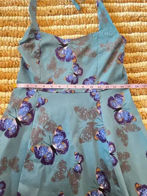Whimsical teal Blue Butterfly Halter Dress with tulle ruffle thumbnail 6