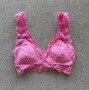 Aerie Real‎ Good Pink Floral Lace Bralette V-Neck Adjustable Straps Size S thumbnail 1