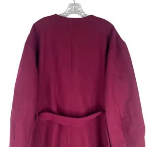 Ann Taylor Tie Waist Balloon Sleeve Wool Blend Coat Mulberry Size XXL thumbnail 10