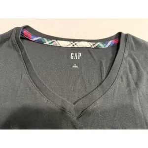 Gap Women's V-Neck Long Sleeve Top Black Cotton Modal Blend Size L GP006391 thumbnail 2
