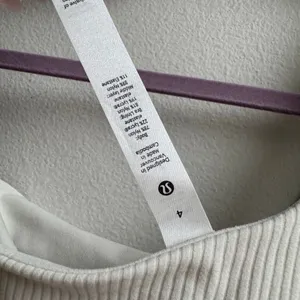 Lululemon Ribbed Nulu Asymmetrical One Shoulder Cropped Tank Ivory Cream Size 4 thumbnail 3