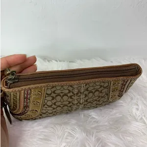 COACH Brown Signature Canvas Wristlet thumbnail 4