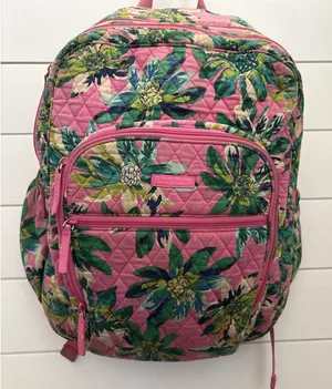 Vera Bradley Quilted Backpack Pink Floral Tropical Print School Travel‎ Bag thumbnail 1