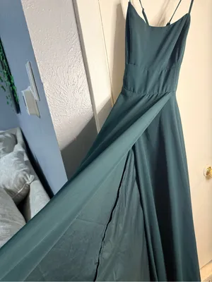 Lulu's Deep Emerald Green Strappy Maxi Dress with Side Slit thumbnail 3