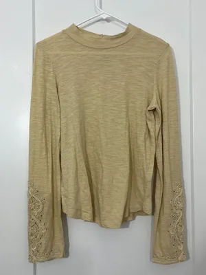 New We the Free Small Beige Embroidered Sleeve Long-Sleeve Top thumbnail 4