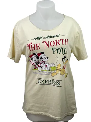Disney Mickey & Friends Women's Cream Short Sleeve Graphic Tee T-shirt Top Sz L thumbnail 1