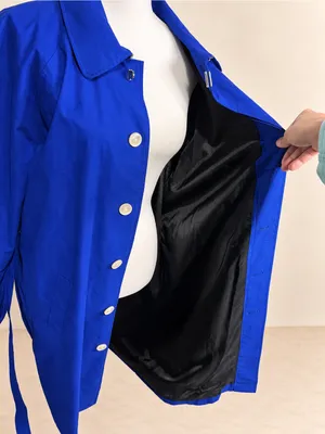 Ralph Lauren Cobalt Blue Belted Long Trench Coat thumbnail 8