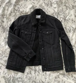 Old Navy Sherpa Jacket Denim Black Lined Women’s S thumbnail 1