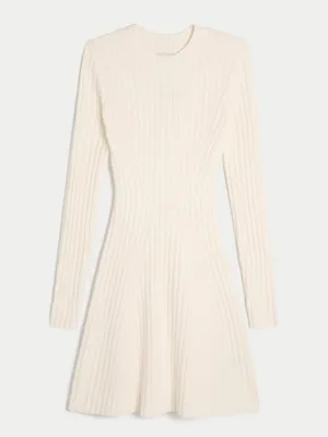 Hollister Ribbed Knit Skater Mini Sweater Dress in Beige Cream Size XL NWT thumbnail 3