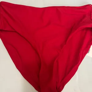 New Quince Italian High Rise Bikini Bottom Cherry Red Large thumbnail 1