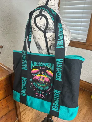 DISNEY PARKS 2023 Mickey Mouse Glow In The Dark Canvas Tote Bag thumbnail 3
