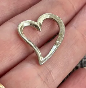 Vintage y2k Silver Tone Open Heart Charm Pendant | Small Minimalist Jewelry thumbnail 1