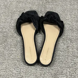 Tuckernuck Raffia Brit Sandals Womens 8 Black Slip On Slides Bow Knot Flats thumbnail 8