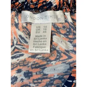 London Times Orange Blue Boho Halter Midi Dress Size 14 thumbnail 3