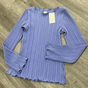 A New Day Blue Ribbed Long Sleeve Blouse thumbnail 1