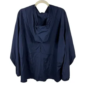 Athleta Teton Anorak Windbreaker Hoodie XL Navy Blue Grid Texture Lightweight thumbnail 2