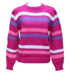Vintage 80s Dopamine Striped Sweater Wool Blend Womens Size L Cozy Maximalist thumbnail 1