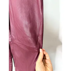 Joe's Jeans Mia Vegan Leather Pants Burgundy Wide Leg Cropped High Rise 31 thumbnail 4