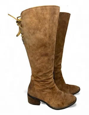 Born Women's Felicia Boot Size 7 M Tall Block Heel Brown Distressed Western Boho thumbnail 1