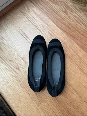 Stuart Weitzman Black Suede Ballet Flats Grosgrain Trim Size 6.5 thumbnail 5