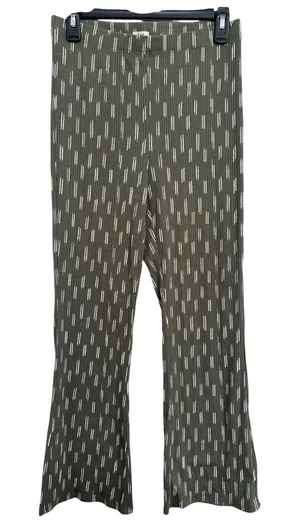 Aerie High Waisted Olive Fun Ribbed Patterned Cropped Kick Flare Leggings size M thumbnail 1