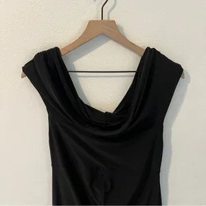 CLUB L LONDON Off The Shoulder Black Maternity Bardot‎ Fitted Jumpsuit thumbnail 3