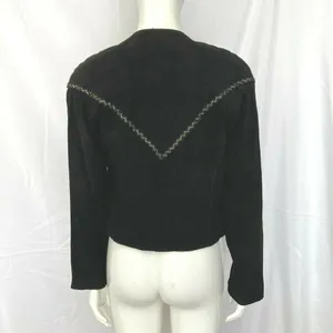 80s Vintage Wilsons Leather‎ Womens Black Moto Suede Jacket Retro Glam Rock - M thumbnail 6