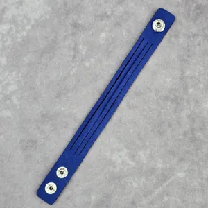 Blue Gemstone Rhinestone‎ Faux Leather Snap Cuff Bracelet Fashion Jewelry thumbnail 3