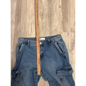 Zara Womens Blue Mid Rise Cargo Straight Leg Jeans with Side Slits Size 4 thumbnail 7
