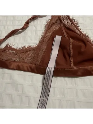 Victoria's Secret Unlined Eyelash Lace Triangle Bralette Sz M Medium Rust thumbnail 8