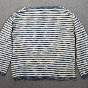 Liverpool Los Angeles Women's Small Striped Knit Top Crew Neck Blue Textured thumbnail 9