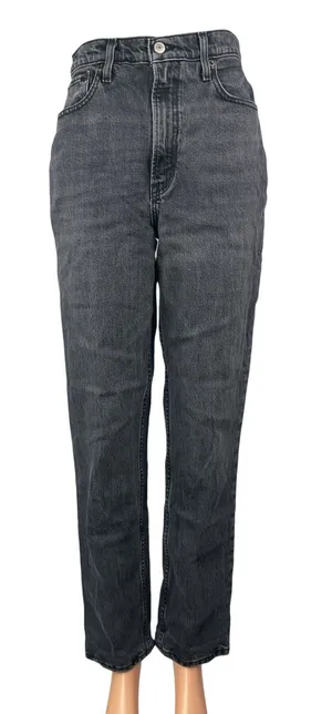 Abercrombie & Fitch 90's Straight Black Ultra High Rise Denim Jeans Pants Sz 26 thumbnail 1