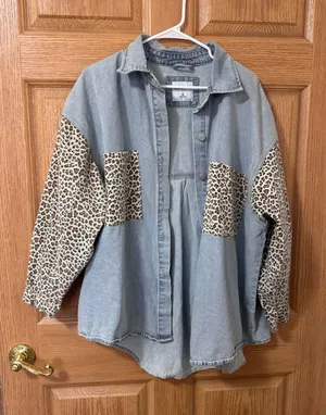 Highway Jeans Boutique leopard print jean jacket thumbnail 1