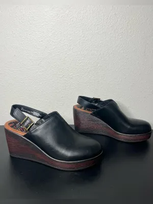 NEW BOC Born Concept Closed Toe Slingback Wedge Mule Clog in Black Size 8 thumbnail 2