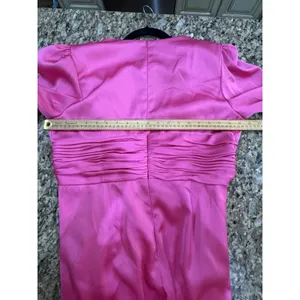 Mac Duggal Pink Plunge Neck Long Sleeve Satin Jumpsuit Size 12 $358 Fuchsia thumbnail 6