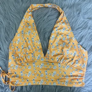 Floral Halter Top in Yellow and White thumbnail 1