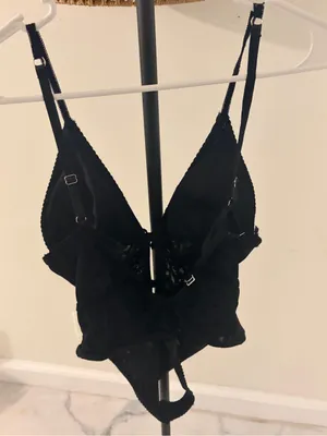 Sheer Black Heart-Accent Satin Chemise with Front Ties thumbnail 4