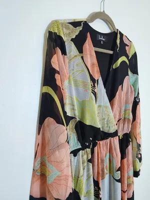 Lulus Long Sleeve Black Floral Formal Dress Size Medium NWT Wedding Guest Dress thumbnail 5