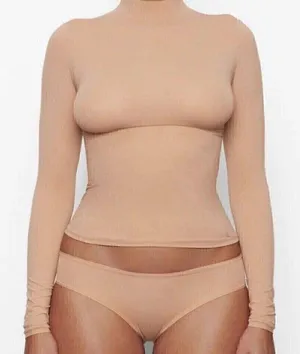 SKIMS KIM Kardashian Fits Everybody Turtleneck Ochre Size 4X AP-TTN-1230 NWT thumbnail 1