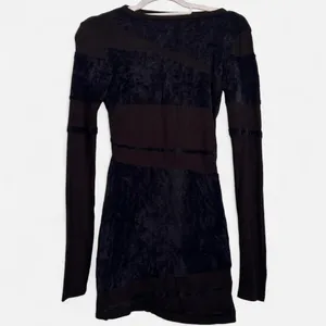 EGO CONTRAST SHEER KNIT FLUFFY Body con mini dress black small thumbnail 3