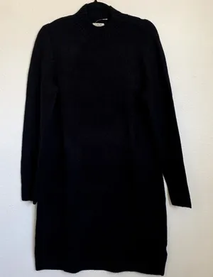 NEW J. Crew Sz M Extra Soft Mockneck Wool Blend Sweater Mini Dress Black‎ BU755 thumbnail 1