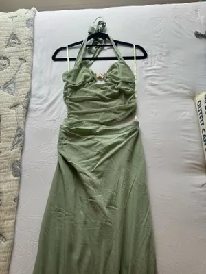 Selfie Leslie Sandy Shell Buckle Halter Maxi Dress - Sage thumbnail 2