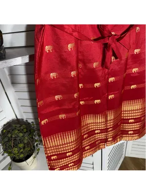 NWOT Thaisilk mod dress red gold elephant sleeveless unique elegant boho costume thumbnail 11
