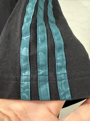 adidas Black Tee with Teal Trefoil and Stripes thumbnail 4