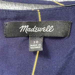 Madewell The Layton Midi Slip Dress‎ Navy Blue Green Gold Striped 10 Slip Dress thumbnail 5