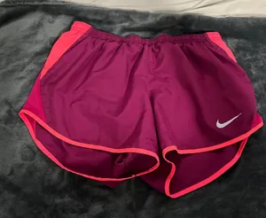 Nike Women's Dri-Fit Tempo Lined Running Shorts Purple Magenta with Pink Trim thumbnail 1