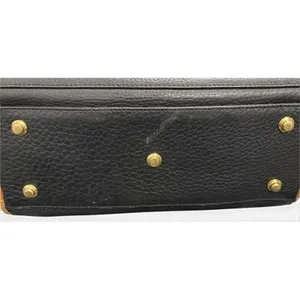 Vintage Dooney & Bourke AWL Black Tan Leather Zip Satchel Shoulder Bag USA thumbnail 6