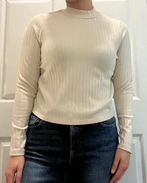 Old Navy Cream Mock Neck Top thumbnail 1